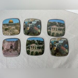 Vintage Jerusalem Set Of 6 Drink Coaster Retro Travel Souvenir